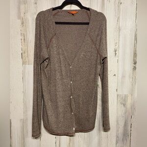 ModCloth Purple Grey Button Down Soft V-neck Sweater Large